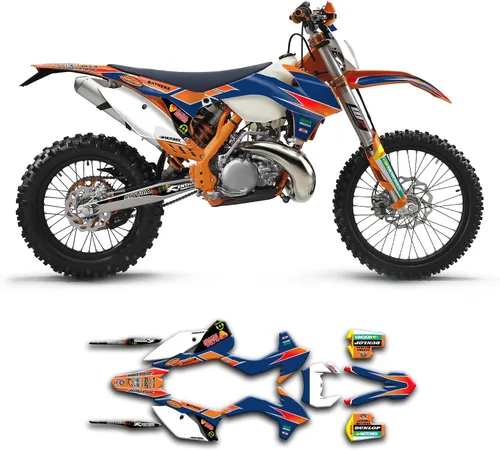 Vista 30 de Kit de calcomanías personalizadas para 125 200 250 300 350 450 500 EXC EXC-F XCW XC-W XCF-W 2014 2015, negro y azul, KTEXCW1416001-KR
