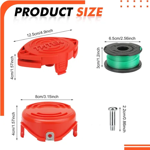 Vista 2 de THTEN SF-080 - Carrete de repuesto para cabezal de recortadora de 20 pies, 0.080 pulgadas, compatible con Black & Decker GH3000 LST540 GH3000R