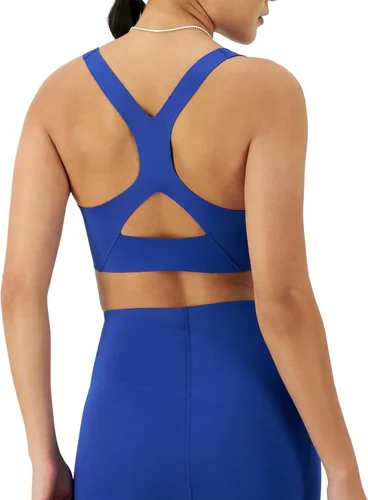 Vista 2 de Champion Brasier deportivo para mujer, levantamiento absoluto, absorbe la humedad, brasier de soporte moderado para mujer Azul Azteca