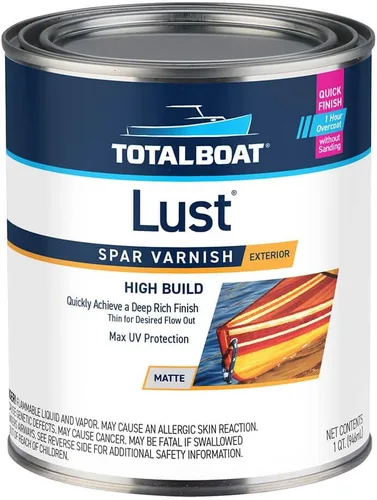 Vista 12 de TotalBoat Lust Marine - Barniz de alto brillo y acabado mate para madera, barcos, muebles de exterior (alto brillo, pinta)