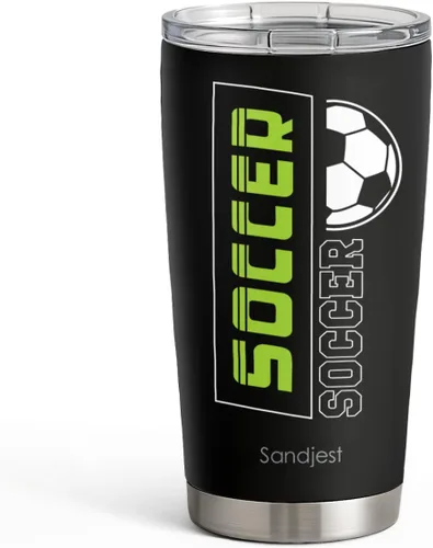 Vista 34 de SANDJEST Vaso de baloncesto con aislamiento de acero inoxidable de 20 onzas, taza de café de viaje, vasos deportivos, regalos para amantes