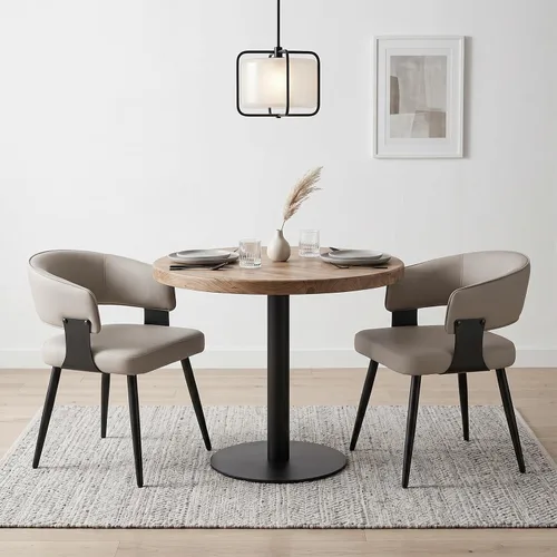 Vista 26 de Juego de 2 sillas de comedor, modernas sillas tapizadas para cocina y comedor con tela tejida transpirable, fáciles de montar y limpiar