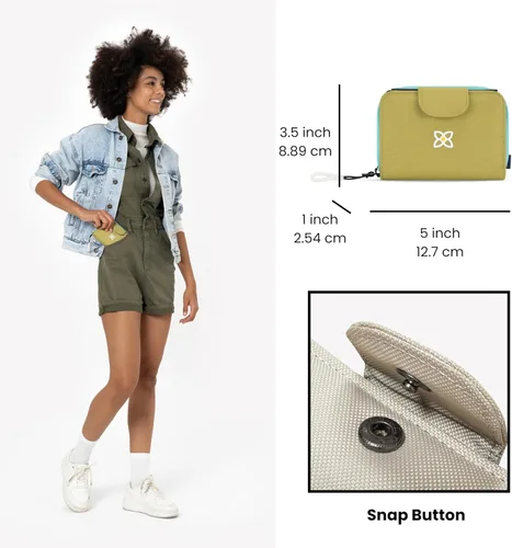 Vista 2 de Sherpani Barcelona, pequeña cartera de nailon plegable con bolsillo con cremallera para mujer, bolsa de viaje, protección RFID