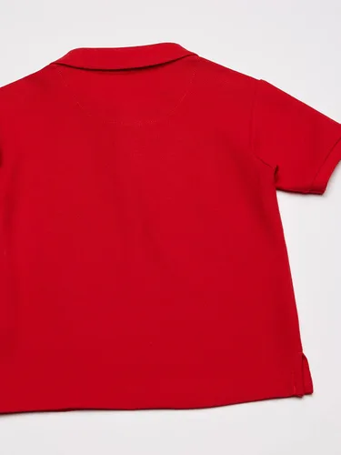 Vista 4 de IZOD Camisa polo de manga corta para uniforme escolar para niños, cierre de botón, tela de piqué cómoda y suave