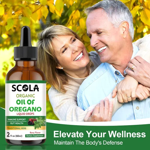 Vista 5 de SCOLA Organics Oil of Oregano Liquid Drops 2 fl oz (2.0 fl oz) Apoyo inmunológico concentrado a base de plantas Sin alcohol, orgánico, sin