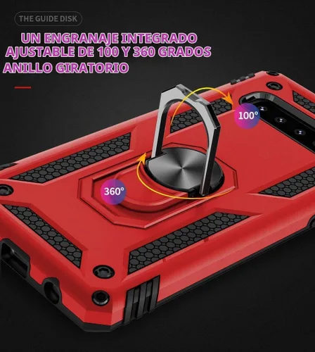Vista 5 de Funda de grado militar para Samsung Galaxy S10 5G [compatible con S10 5G] Soporte de anillo giratorio de metal con soporte magnético integrado