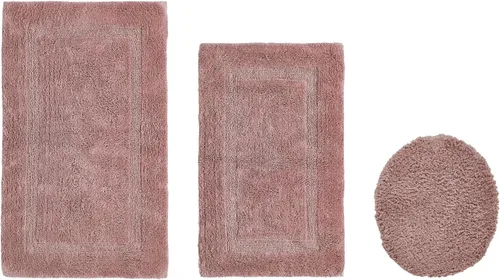 Vista 622 de Better Trends - Juego de 2 alfombras de baño 100% algodón, extra suaves, con borlas, de 17" x 24", alfombra de baño superabsorbente y reversible
