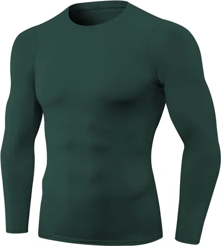 Vista 25 de SPVISE Compression Shirt Men Long Sleeve Workout Gym Shirts Baselayer Top Negro
