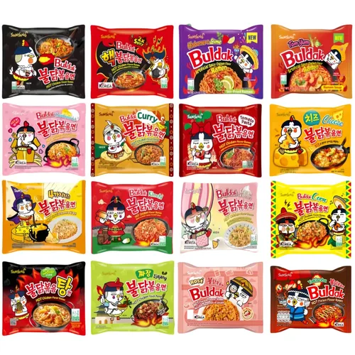 Vista 6 de MUNCHII TIME Paquete variado de fideos ramen picantes Buldak coreanos - 4 sabores diferentes - Colección de fideos Buldak (4 paquetes picantes)