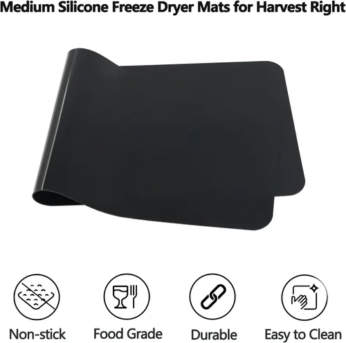 Vista 2 de Paquete de 4 alfombrillas medianas de silicona para secadora de congelación adecuada para cosecha, accesorios (negro)