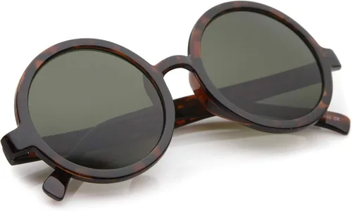 Vista 4 de Lentes de sol redondos retro de moda para mujer UV400 con borde de cuerno lente de color neutro de 2047in tortugaverde