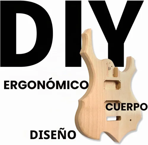 Vista 5 de Ktaxon Kit de guitarra eléctrica DIY con cuerpo de caoba, color de madera Color de madera de llama