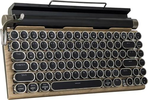 Vista 9 de Teclado mecánico retro estilo máquina de escribir Adventurers con luz LED trasera 83 teclas Bluetooth 5.0 eje azul, adecuado para computadoras