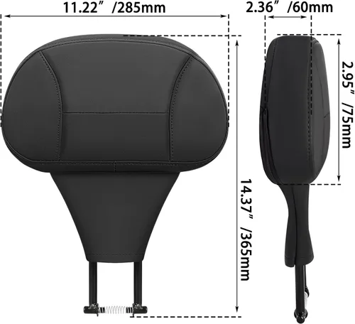 Vista 6 de FOVPLUE Respaldo Ajustable para Pasajero, Almohadilla Desmontable para Respaldo del Conductor Enchufable con Kit de Montaje para Harley Touring