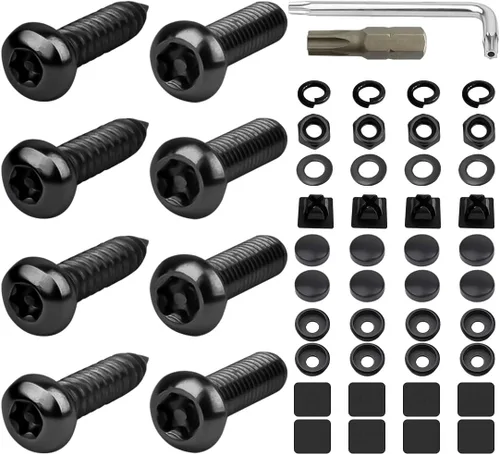 Vista 11 de Tornillos para placa de matrícula de 1/4 pulgadas, insertos de nailon, color negro nylon screw inserts, fastening hardware, fits frames and