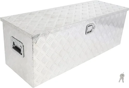 Vista 27 de SCITOO - Caja de herramientas de aluminio de 18 pulgadas de plata resistente para cama de camión, caja de herramientas para remolque de RV