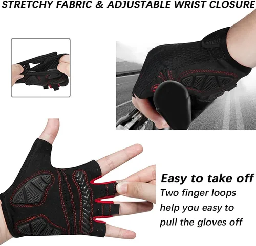 Vista 4 de MOREOK Guantes de ciclismo para hombresmujeres-almohadilla de gel de 0.197 in Guantes de ciclismo de medio dedo para ciclismo, levantamiento
