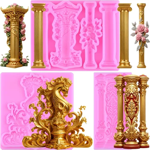 Vista 13 de Mujiang Juego de 7 moldes de silicona para fondant de encaje de voluta de Estilo a