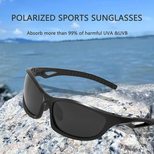 Vista 2 de Lasiyanor Gafas de sol deportivas polarizadas TAC ligeras TR90 ajustables para las patillas de la nariz para correr ciclismo UV400 para hombres