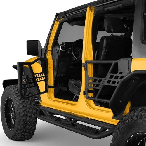 Vista 4 de Hooke Road para puertas de trail offroad de tubo de acero Jeep JK Compatible con Jeep Wrangler JK Unlimited 4 puertas Sahara Rubicon Sport 2007-2018