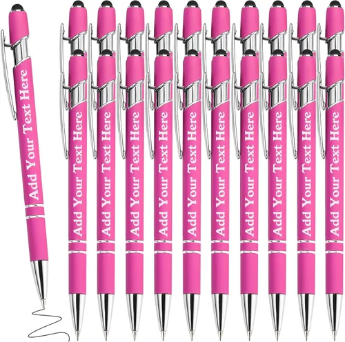 Vista 58 de Bolígrafos personalizados a granel grabados personalizados con punta de lápiz capacitivo, bolígrafos personalizados de tinta negra, regalos