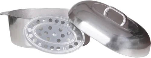Vista 3 de Asador ovalado de aluminio de 18 pulgadas, McWare by Cajun Classic Cookware