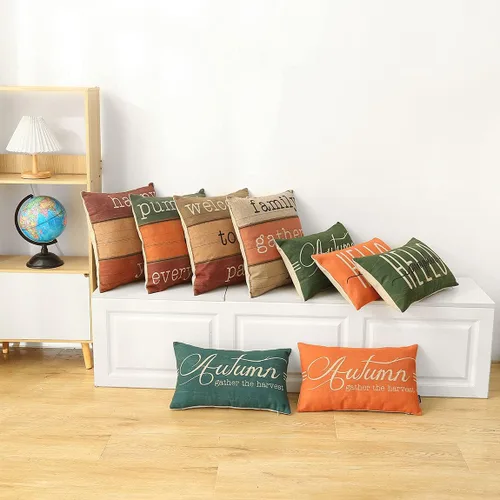 Vista 2 de TRENDIN PL764TR - Fundas de almohada de otoño de 12 x 20 pulgadas con texto en inglés "Reúne la cosecha", funda de cojín decorativa oblonga