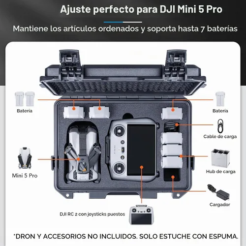 Vista 2 de Lykus Titan MM510 - Carcasa rígida impermeable para DJI Mini 5 Pro y RC2