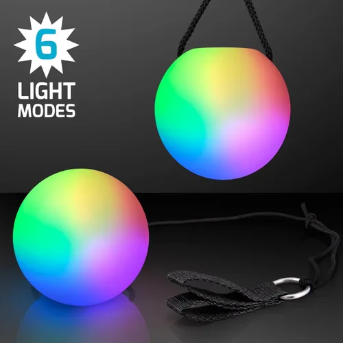 Vista 2 de LED Poi Ball - Juguete de rave con luz giratoria (juego de 2) bolas Poi que cambian