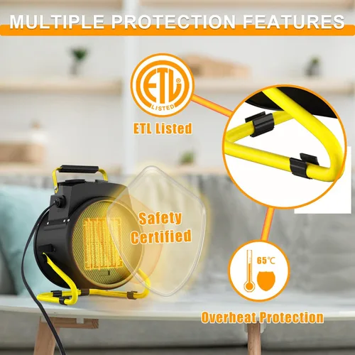 Vista 4 de Calentador para exteriores, calentadores eléctricos portátiles de 1500 W para patio con calentamiento rápido 3S y protección contra