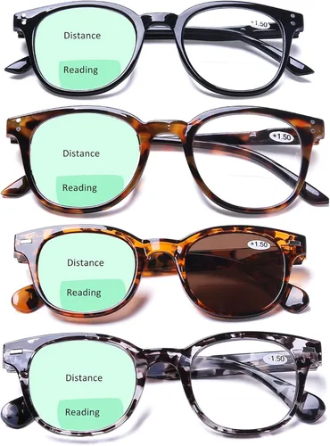 Vista 8 de AQWANO Lentes de lectura bifocales con estilo de moda, protección anti UV400, lectores de calidad ligera, bisagra de resorte bifocales, para hombres