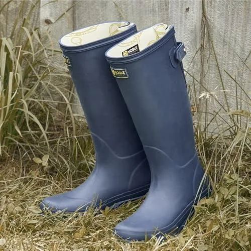 Vista 2 de Noble Equestrian Botas de agua de ajuste perfecto para mujer, talla 10, azul marino
