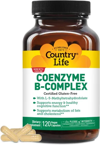 Vista 7 de Country Life Complejo B de coenzima, 60 cápsulas, apoya la energía y el metabolismo, el estado de ánimo y la función cognitiva, veganas, sin gluten