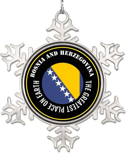 Vista 18 de Adornos de copo de nieve de Albania, adornos para árboles de Navidad, bandera de recuerdo de ciudad, adornos de Navidad personalizados, colgante