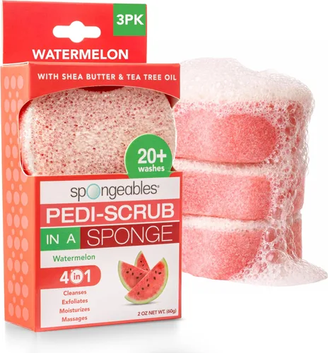 Vista 37 de Spongeables Pedi Scrub Foot Exfoliating 20+ Wash Sponge, aceite de argán, 2