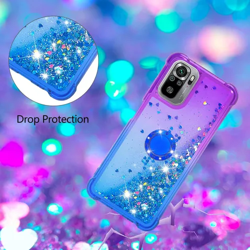 Vista 5 de Funda para Redmi Note 10 4G, funda para Redmi Note 10S, brillante efecto arenas movedizas, carcasa protectora de TPU con cuatro esquinas para Redmi