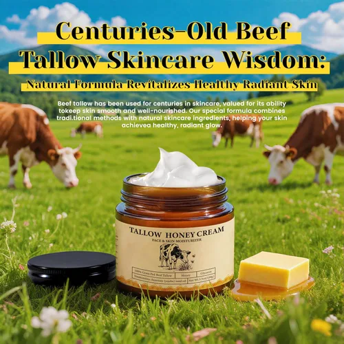 Vista 5 de Miel de ternera para bálsamo de piel - Crema Cebo De Res Original para cuerpo y cara Hidratante, Vintage Traditions Tallow Cream Organic Grass Fed