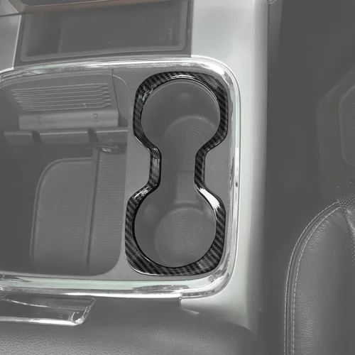 Vista 8 de RT-TCZ para RAM Cubierta de Soporte de Tazas de Consola Central Marco de Cubierta para Dodge RAM 2012-2017 Negro Fibra de Carbono ABS Accesorios
