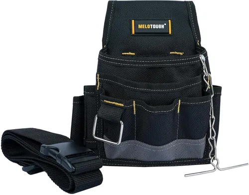 Vista 12 de MELOTOUGH Bolsa de herramientas para electricista, bolsas para cinturón de herramientas, múltiples bolsillos, organizador de herramientas para Azul