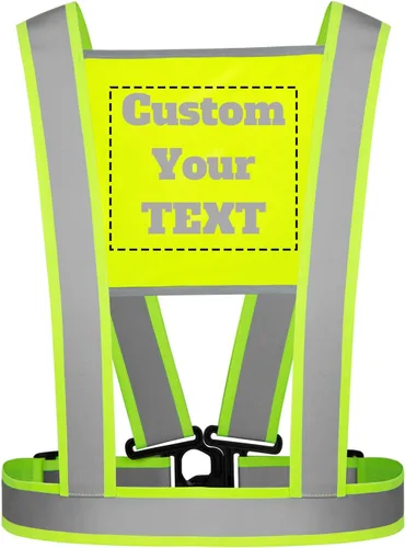 Vista 7 de Chaleco de seguridad personalizado, correas reflectantes de alta visibilidad, unisex, ligero, ajustable, para correr, construcción