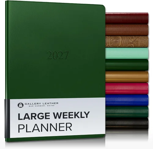 Vista 108 de Gallery Leather Planificador Semanal y Mensual Grande 2025-2026, Calendario Planificador y Cuaderno Elegantemente Encuadernado con Elegantes Bordes