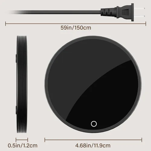 Vista 5 de GLSY Calentador de taza de café, calentador de tazas para escritorio, plato calentador de bebidas eléctrico con 2 ajustes de temperatura para té