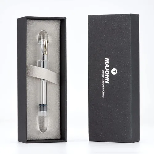 Vista 9 de erofa Majohn C4 Eyedropper - Pluma estilográfica de punta extrafina, acrílico transparente de gran tamaño, bolígrafos de escritura para oficina