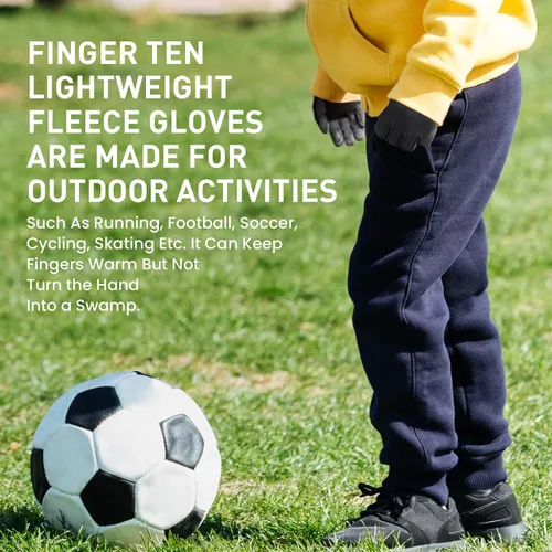 Vista 5 de FINGER TEN Guantes de invierno para pantalla táctil para niños y niñas, guantes térmicos para clima frío, guantes ligeros y cálidos para pantalla