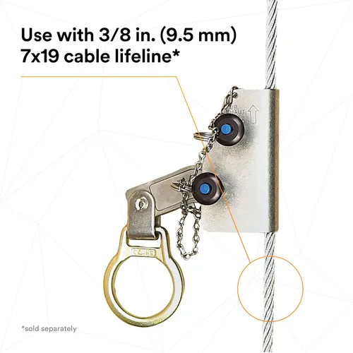 Vista 8 de 3M DBI-SALA 5000338 Componente vertical del sistema, agarrador manual de cable para uso en cable de 3/8" (9,5 mm) 7x19 línea de vida, plata