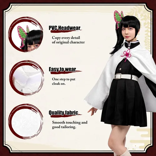Vista 3 de Disfraz de cosplay de anime Demon Slayer Jacquard disfraz de Halloween para adultos