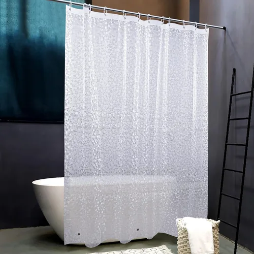 Vista 8 de NTBAY - Cortina de ducha transparente de etilvinilacetato, repelente al agua, para cabina de ducha de baño, tejido gofre a cuadros, 72 x 72 pulgadas