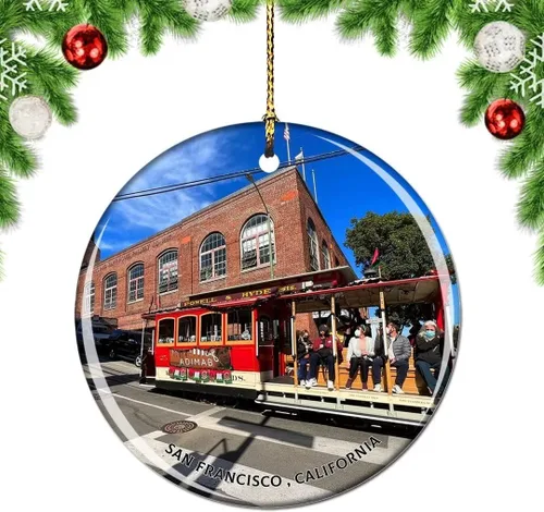 Vista 15 de California San Francisco 16 Avenue Tiled Steps USA Christmas Tree Ornamento Decoración Colgante Colgante Decoración Ciudad Viaje Souvenir Colección
