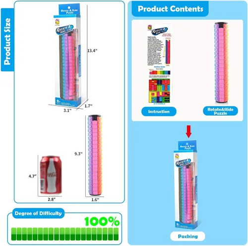Vista 6 de R.Y.TOYS Juguete para ansiedad, rompecabezas de cubo mágico, rompecabezas de cerebro para adultos, juego de mano inquieto de lógica giratoria