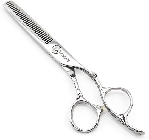 Vista 10 de Tijeras de corte de cabello 5.5 pulgadas Tijeras de corte de pelo profesionales Tijeras de peluquería afiladas 440C Tijeras de peluquería con mango